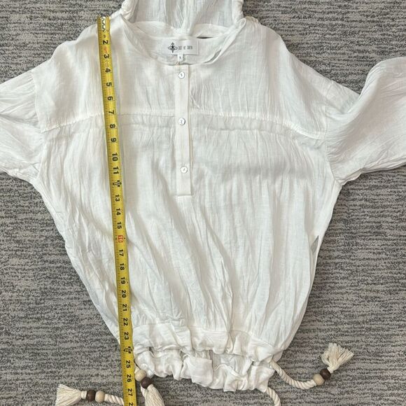 NWT Just Be Queen Thea Hoodie Top Linen Oyster White Small - Picture 10 of 14